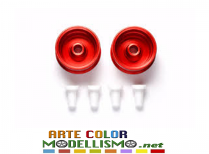 MINI 4WD TAMIYA ITEM 95403 CERCHI Alluminio RED HG LOW PROFILE TIRES