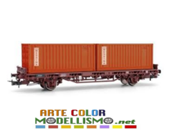HORNBY RIVAROSSI HR 6463 CARRO PIANALE 2 ASSI CONTAINER FS TRENITALIA HO 1/87
