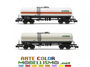 SCALA N HORNBY ARNOLD HN 6539 Set 2 carri cisterna SOGETANK 1/160 FS