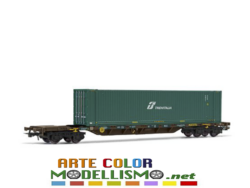 HORNBY RIVAROSSI HR 6576 CARRO PIANALE con CONTAINER TRENITALIA SCALA 1/87 HO FS