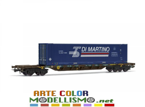 HORNBY RIVAROSSI HR 6577 CARRO PIANALE con CONTAINER DI MARTINO SCALA 1/87 HO FS