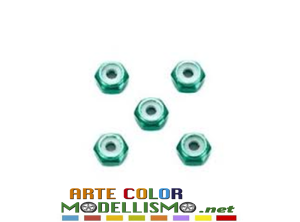 MINI 4WD TAMIYA ITEM 95424 DADI 2mm Autobloccanti Green ALUMINUM LOCK NUT