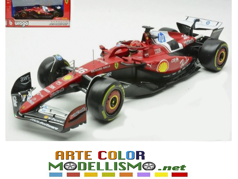 BURAGO 16816-L FERRARI F1 SF25 GP 2025 #16 LECLERC 1/18 SCALE DIE CAST MODEL