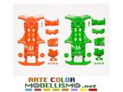 MINI 4WD TAMIYA ITEM 95355 VS TELAIO CHASSIS FLUORESCENT ORANGE/GREEN
