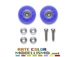 TAMIYA MINI 4 WD 15551 PLASTIC ROLLERS ROTELLE 13mm BLUE BEARING con cuscinetti
